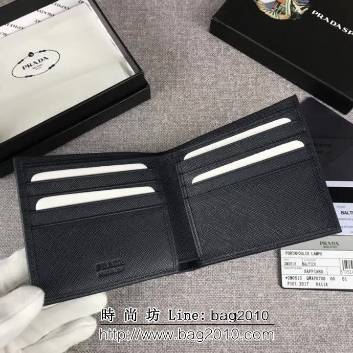 PRADA普拉達 官網同步 經典爆款 頂級原單十字紋牛皮 男士短款錢夾 2M0513 DD1776